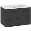 HOMCOM Mobiletto Sospeso per Lavabo con Lavabo in Ceramica e Cassetti Soft-Close Nero | Aosom Italy
