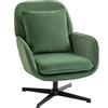 HOMCOM Poltrona da Salotto Girevole con Cuscino Lombare e Rivestimento in Tessuto Effetto Velluto, Verde | Aosom Italy