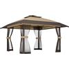 Outsunny Gazebo Pieghevole Gazebo da Giardino Pop Up con Zanzariere, 4x4 m, Cachi | Aosom Italy