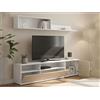 Dmora - Parete attrezzata Gabberi, Composizione soggiorno, Mobile salotto multiuso, Armadio porta TV, 180x35 h44 cm, Bianco e Rovere
