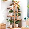 BAKAJI Scaffale Porta Vasi Piante Fiori con Ripiani Struttura in Legno di Bamboo Mobile Libreria Scaffalatura Multiuso Design Moderno Colore Naturale Arredamento Casa (Design 2)