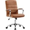 Yaheetech Sedia/Poltroncina Ufficio Scrivania Ergonomica Ecopelle Girevole Reclinabile Imbottita con Rotelle e Braccioli Altezza Regolabile Portata 130 kg Marrone Retro