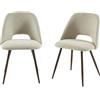 BAÏTA Elisabeth - Set di 2 sedie in tessuto beige con gambe effetto quercia
