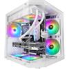 Mars Gaming MC-3TLITE, Case Gaming MicroATX, Triplo Vetro Temperato Continuo, Ventola Posteriore FRGB 120mm, Struttura a Doppia Camera, Mini Tower PC Compatta con Ampia Capacità Interna, Bianco