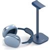 doenci Supporto per cuffie universale, con base ponderata + tubo in alluminio, per auricolari Bluetooth, supporto per cuffie da gioco (blu)
