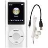 VBESTLIFE Lettore MP3 Digitale, Compatto e Portatile, Supporta 64 GB di Memoria di Archiviazione, 8 Ore di Standby Lungo, Lega di Alluminio, per Studenti, per Regali per Bambini (Argento)