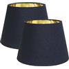 Sinta 2 Pack 9 Paralume E27/E14/ Moderno Conico Schermo Lampada di Ricambio in Tessuto Ombra di Luce Stile Semplice Per Lampada da Tavolo,Nero con Fodera Argento Lampada da Parete