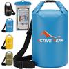Active Peak® Sacca Stagna Impermeabile Roll‑Top 2L/5L/10L/20L - Ultra‑Resistente con Tracolla, Ideale per Spiaggia, Barca & SUP + Custodia Smartphone Impermeabile (Blu, 2 litri)