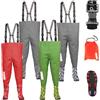 3Kamido Waders Waders Pesca per bambini, trampolieri per bambini giovanili - modello CRAFT verde chiaro, vita regolabile, bretelle resistenti, fibbia Nexus, stivali da pesca per bambini 35/36 EU