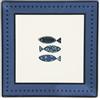 Excelsa Ocean, Set 6 Piatti in Ceramica, 24x24 cm, Decorazione Pesci Blu, Rettangolare