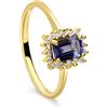 LUXURY MILANO Anello halo in oro con tanzanite