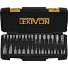 LEXIVON Set di Chiavi a Bussola TORX Master, Acciaio Legato Premium S2 | 34 Pezzi Completi, Stelle Solide e a Prova di Manomissione da T6 a T70 | Custodia di Conservazione Migliorata (LX-149)