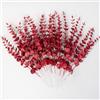 Leixi 24 steli di foglie di eucalipto glitterate, 35 cm, rami di eucalipto per matrimoni, albero di Natale, vacanze, inverno, casa, caminetto (rosso)