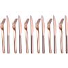 HOMQUEN Set Di Coltelli Da Bistecca 12 Pezzi,Set Di 6 Forchette E 6 Coltello Da Tavola In Acciaio Inossidabile Premium,coltelli da bistecca forchette da bistecca per 6 persone (Rame Lucido)