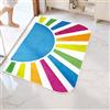 BLESWIN Tappetino da Bagno 60 x 91CM, Tappetino Antiscivolo per Ingresso e Cucina, Tappeto da Bagno Lavabile in Lavatrice per Doccia Esterna, Tappeto moderno a Pelo corto Sole Arcobaleno per Moquette, Blu