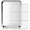 Fire More Teglia da forno con griglia, teglia in acciaio inossidabile 23,5 x 17,5 x 2,5 cm, per forno, arrostire e servire