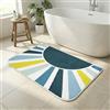 BLESWIN Tappetino da Bagno 60 x 110 CM, Tappetino Antiscivolo Grande per Ingresso e Cucina, Tappeto da Bagno Lavabile in Lavatrice, Tappeto Moderno a Pelo Corto Sole Arcobaleno per Moquette, Blu Verde