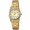 Casio Orologio da polso da donna al quarzo classico cinturino in acciaio inox oro cassa in ottone display analogico bianco - LTP-V001G-9B