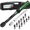 Uharbour Set di Chiavi Dinamometriche per Bicicletta, 3-25 Nm, Chiave Dinamometrica 1/4, con Punte e Asta di Prolunga, Precisione ±3%
