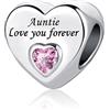 LSxAB Charm rosa a forma di cuore con scritta Love You Forever, per mamma, figlia, nonna, amici, compatibile con braccialetti Pandora, Rame, Nessuna pietra preziosa