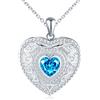 VIKILEE Cuore Portafoto Medaglione Collana Argento 925 Donna con Cristallo: Cuore Collana di Foto Luccicante-Ciondolo Portafoto Collane Amuleto Gioielli-Compleanno Anniversario Natale Regali per Lei Blu