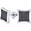 Bling Jewelry Orecchini a lobo quadrati neri a forma di aquilone con pavé di zirconi cubici per uomo e donna in argento .925 con chiusura a vite 7MM