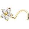 PIERCINGLINE Piercing nasale 14 carati o 18 K a spirale moissanite blume piercing naso spina a scelta di colori, 6 mm Stablänge, Oro giallo, Moissanite