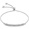 CARISSIMA Braccialetto in Oro Bianco 9ct Donna con Palline e Catena Regolabile, Lunghezza Massima 23 cm/9 Pollici