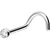 PIERCINGLINE Piercing da naso a spirale in oro 750, 18 carati, cristallo da 1,6 mm, colore a scelta, Oro bianco 18 carati (750) (rodiato), Zirconia cubica