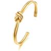 HolidayQbee Bracciale Donna Oro Nodo Amore - Design Artigianale Regolabile Anallergico Anti Scoloritura, Accessorio Minimal Chic Elegante, Idea Regalo