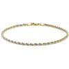 CARISSIMA Bracciale con Catena a Corda Hollow da 40 cm in Oro Giallo e Bicolore 9 ct, Lunghezza 19 cm/7,5 per Donna