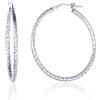 Diamond Treats Orecchini a Cerchio con Taglio Diamante in Argento 925, Orecchini a Cerchio Attorcigliati per Donna e Ragazza, Orecchini Cerchio da 30 mm di Diametro, Orecchini Donna Argento