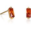 Namana Delicati Orecchini in Argento 925 Placcato Oro con Zirconi Arancioni, Piccoli a Taglio Baguette, Mini Oro per Donna e Ragazza, Rossi