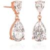 Diamond Treats Orecchini Pendenti Donna in Argento Sterling 925 Placcati Oro Rosa con Zirconi Cubici Bianchi - Eleganti Goccia per Donna e Ragazza con Pietre di Pera