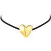 Breil, Collezione Big Heart, Choker Donna con Cordino in Camoscio Nero Dotato di un Elemento Bombato in Acciaio Lucido a Forma di Cuore, Finalini in Acciaio, Lunghezza 110 cm