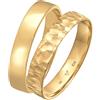 Kuzzoi Set di 2 anelli da uomo in argento sterling 925 placcato oro, anelli in argento Sterling 925, per uomo, look basic e martello, set di anelli dorati, misura 60-66, 06510722, 56.0000, Argento