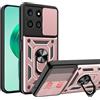 ESTH® Cover per Honor X8b 4G con Custodia per Fotocamera Scorrevole e Supporto ad Anello [Custodia Paraurti Compatibile con Supporto Magnetico per Auto], Oro rosa