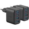 Anker Caricatore USB C 50W, Adattatore a 4 Porte con Potenza, con 2 USB C e 2 USB A, Design Compatto e Stabile, per iPhone 17 Pro Max/Serie 16-12, MacBook, iPad, Pixel, Galaxy (Cavo excluso)