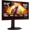 AOC Gaming Monitor 24G4ZR 23.8 pollici, 1920x1080, FHD, 260Hz, Fast IPS Panel, 0.3ms MPRT, Height Adjustment, (HDMI2x 2.0 DP 1x 1.4) Adaptive Sync, HDR10, G-Sync Compatible, Nero