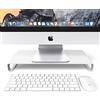 Desire2 Supporto Monitor Scrivania - Mensola Ergonomica in Alluminio Argentato, Alzata per PC, iMac, Macbook, Laptop, Notebook, e Stampante - Accessori di Organizzazione Portatile per Casa e Ufficio