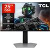 TCL 25G64 Gaming Monitor LED mini QD da 25 pollici, risoluzione Full HD, 300 Hz, pannello IPS veloce, HDR 600 nit, tempo di risposta GTG di 1 ms, AMD Freesync Premium, compatibile con G-Sync