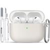 TNSNK Silicone per AirPods Pro 3 Case Cover, A8-Stone White | Morbido, leggero, antiscivolo, antigraffio, ricarica cablata/wireless. Pennello pulitore + chiavetta.