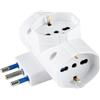 A2ZWORLD Adattatore Tripla da Viaggio con Spina Angolare 16A e 3 Prese Universali 10A/16A Bipasso/Schuko, Max 250V 1500W, Multipresa 3 in 1 (1 Pezzo)