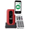 Doro - Leva L30 - Téléphone Portable Senior - Téléphone À Clapet 4G Débloqué - Écran Externe - Son HD - Appareil Photo -Touche d'Assistance avec GPS - Socle Chargeur Inclus - Rouge/Blanc