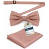 Massi Morino I Set di Papillon Viola con Pochette da Uomo I Papillon da Abito per Matrimonio I Fiocco Regolabile Violetto