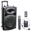 Ibiza PORT12VHF-BT Altoparlante PA Bluetooth a Batteria 12/30 cm - 700 W Max / 350 W RMS - Karaoke con 2 Microfoni VHF (a Mano + Archetto) - TWS - USB, SD, REC, VOX - Trolley