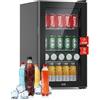 WIE Mini Frigo, Frigorifero Piccolo 70L, Frigo Vetrina con Porta in Vetro, Capacità 105 Lattine Temperatura Regolabile, Porta Reversibile, Ripiani Rimovibili, Silenzioso per Casa, Bar, Hotel