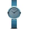 BERING 18132-Charity2 Orologio da polso da donna al quarzo, cassa in acciaio inossidabile blu da 32 mm e quadrante blu, cinturino in maglia milanese, vetro zaffiro, 3 ATM