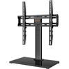 Perlegear Supporto Girevole da Tavolo per TV da 26-60 Pollici - Piedistallo per TV Regolabile in Altezza con Base in Vetro Temperato, VESA Max 400x400mm, Fino a 40 kg