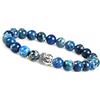 GD GOOD.designs Good.Designs Bracciale Buddismo con perle in vere pietre naturali e pregiata perla con testa di Buddha, gioiello Chakra per uomo e donna, Yoga, Jaspis Blau, 16 - 20 cm
